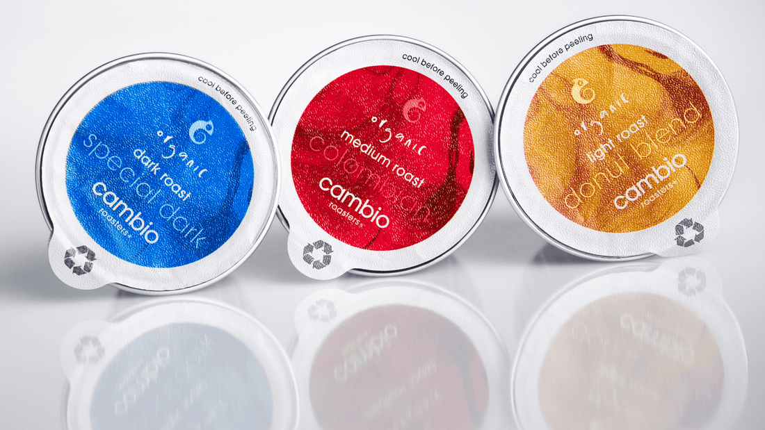 three cambio aluminum coffee pods all in a row