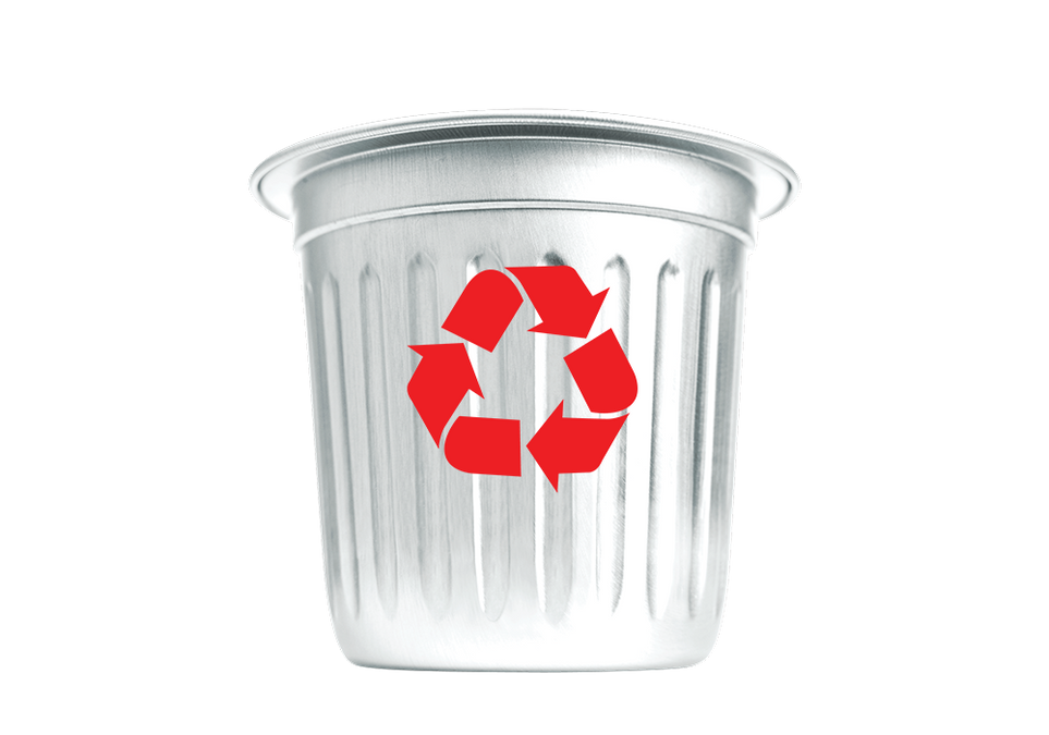 coffee pod with a recycle image on it