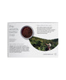 Back side view of Dark Decaf Coffee packaging with a coffee bean image and text on a white background