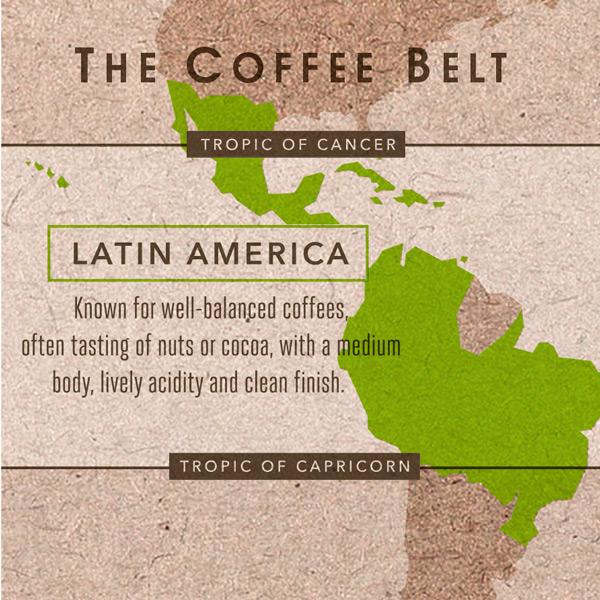 latin america coffee map information